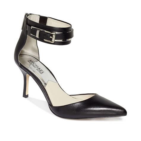 michael kors black heel with buckle on the side|Michael Kors closed toe pumps.